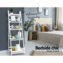 Artiss Display Shelf 5 Tier Wooden Ladder Stand Storage Book Shelves Rack White 12 Artiss Display Shelf 5 Tier Wooden Ladder Stand Storage Book Shelves Rack White -Furniture Shop ST CAB SHELF 5T WH 03