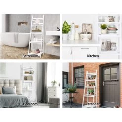 Artiss Display Shelf 5 Tier Wooden Ladder Stand Storage Book Shelves Rack White 15 Artiss Display Shelf 5 Tier Wooden Ladder Stand Storage Book Shelves Rack White -Furniture Shop ST CAB SHELF 5T WH 06