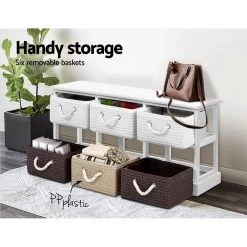 Artiss Storage Bench Shoe Organiser 6 Drawers Chest Cabinet Rack Box Shelf Stool -Furniture Shop ST CAB SHOE 6B WH 02