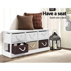 Artiss Storage Bench Shoe Organiser 6 Drawers Chest Cabinet Rack Box Shelf Stool -Furniture Shop ST CAB SHOE 6B WH 03