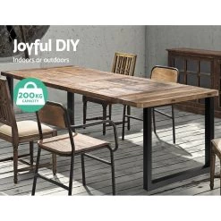 2x Coffee Dining Table Legs Steel Industrial Vintage Bench Metal Box Shape 710MM -Furniture Shop TAB LEG BOX 7165 BKX2 04