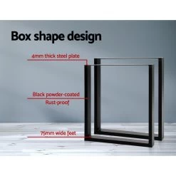 2x Coffee Dining Table Legs Steel Industrial Vintage Bench Metal Box Shape 710MM -Furniture Shop TAB LEG BOX 7165 BKX2 06
