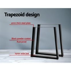 2x Coffee Dining Table Legs Steel Industrial Vintage Bench Metal Trapezoid 710MM -Furniture Shop TAB LEG TRA 714565 BKX2 06