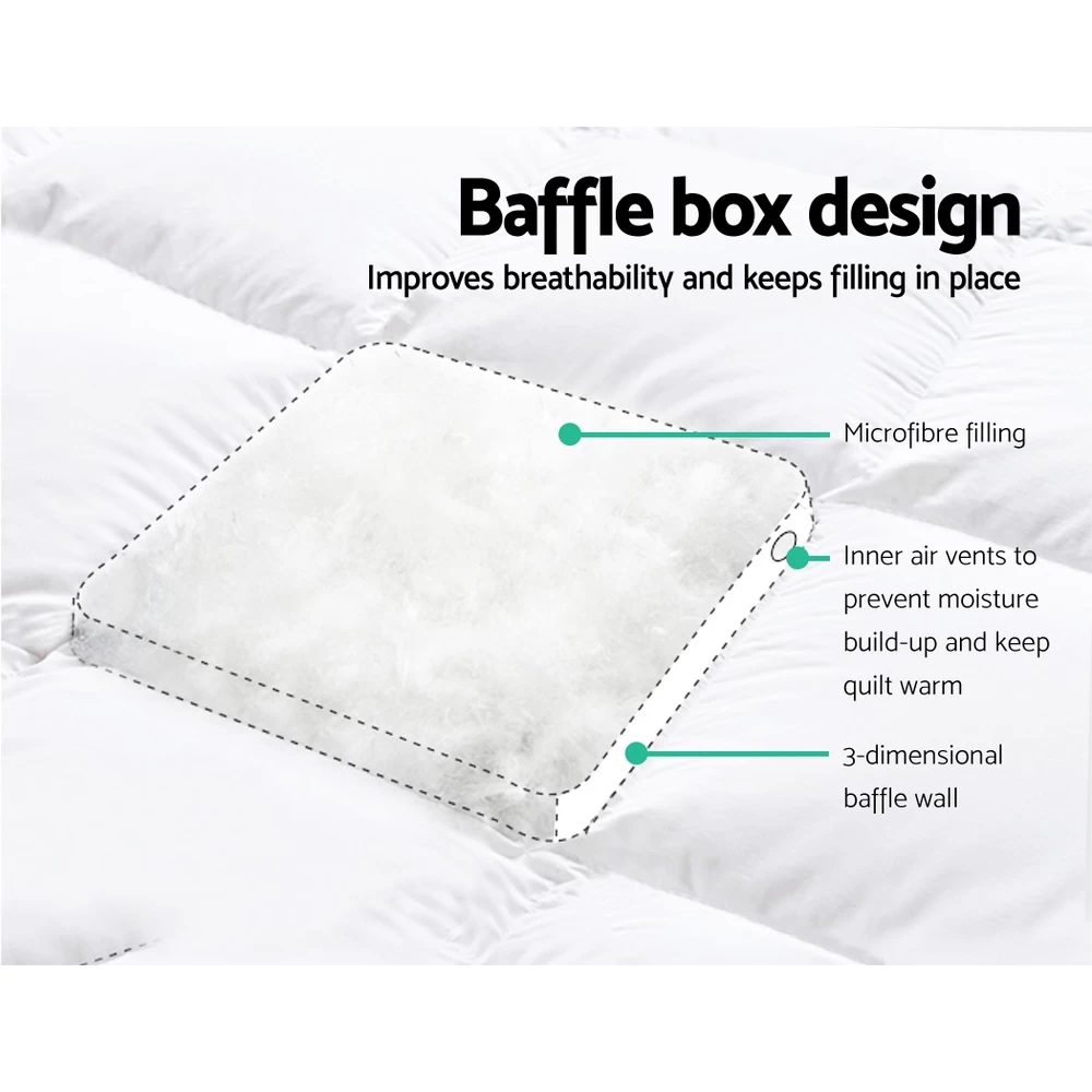 Giselle King Single Mattress Topper Pillowtop 1000GSM Microfibre Filling Protector 6 Giselle King Single Mattress Topper Pillowtop 1000GSM Microfibre Filling Protector - Image 4
