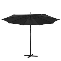 Instahut 3M Cantilevered Outdoor Umbrella – Black -Furniture Shop UMB BAN 8RIB BK 03