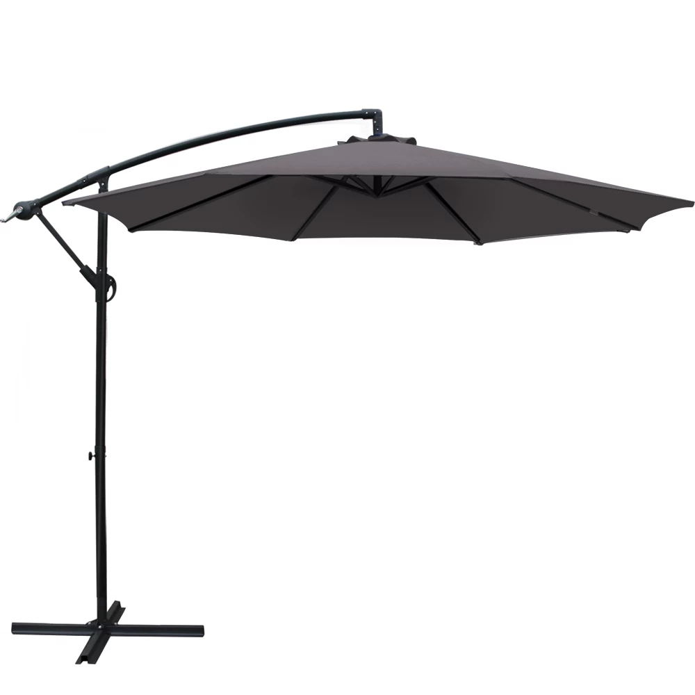 Instahut 3M Outdoor Furniture Garden Umbrella Charcoal 3 Instahut 3M Outdoor Furniture Garden Umbrella Charcoal