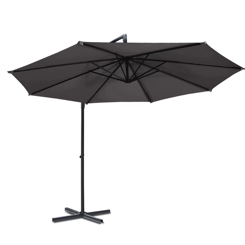 Instahut 3M Outdoor Furniture Garden Umbrella Charcoal 5 Instahut 3M Outdoor Furniture Garden Umbrella Charcoal - Image 3
