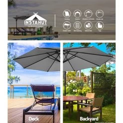Instahut 3M Outdoor Furniture Garden Umbrella Grey -Furniture Shop UMB BAN 8RIB GR 03