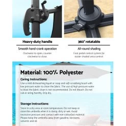 Instahut 3M Roma Outdoor Furniture Garden Umbrella 360 Degree Charcoal -Furniture Shop UMB ROMA 8RIB CO 05