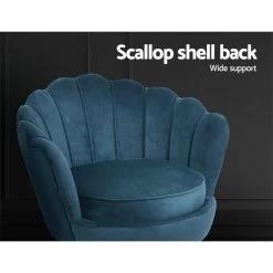 Artiss Armchair Lounge Chair Accent Retro Armchairs Lounge Shell Velvet Navy -Furniture Shop UPHO 5002 VEL NA 05