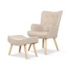 Artiss Armchair Lounge Chair Fabric Sofa Accent Chairs And Ottoman Beige 2 Artiss Armchair Lounge Chair Fabric Sofa Accent Chairs And Ottoman Beige -Furniture Shop UPHO B ARM05STO BG 00