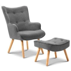 Artiss Armchair And Ottoman – Grey