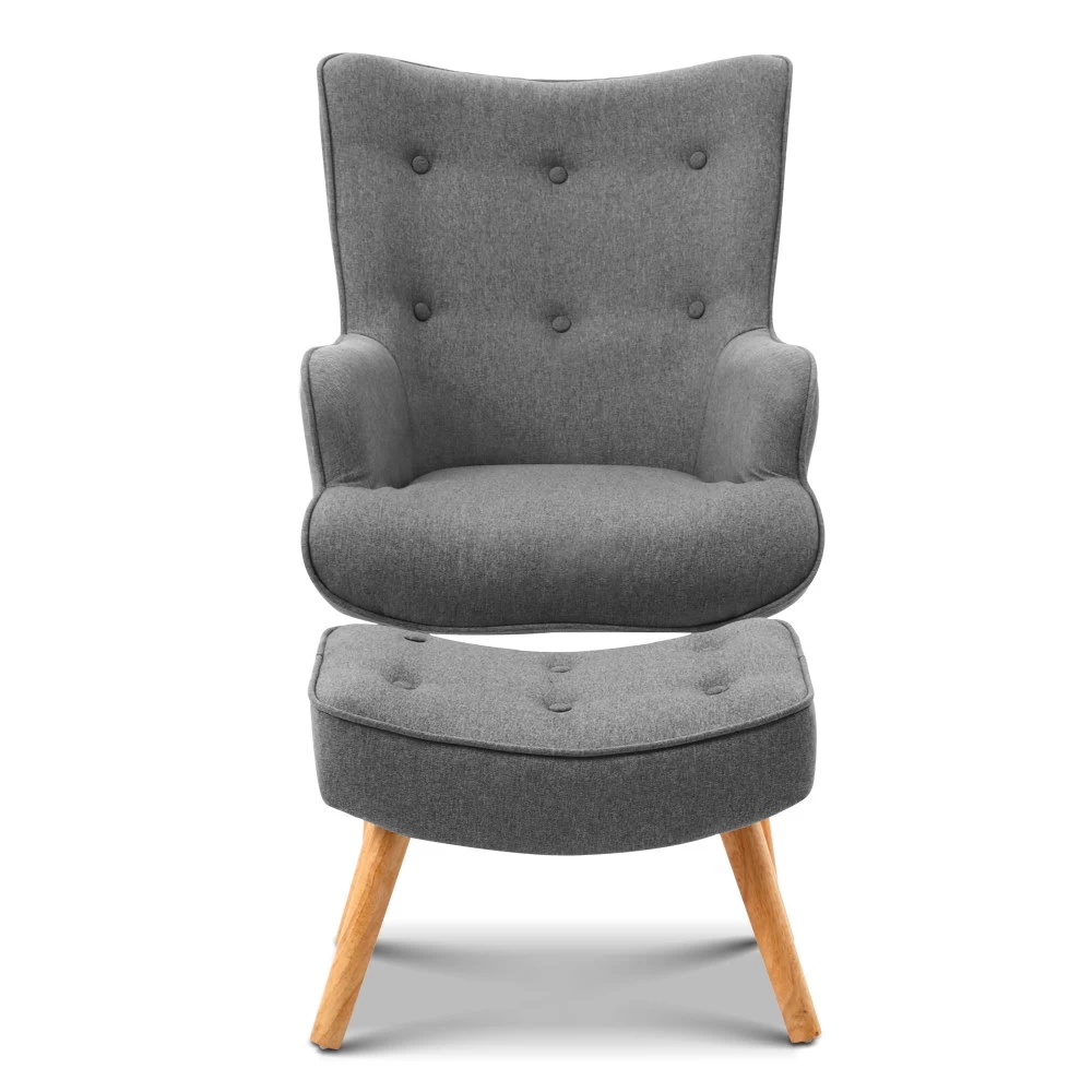 Artiss Armchair And Ottoman – Grey 5 Artiss Armchair And Ottoman – Grey - Image 3