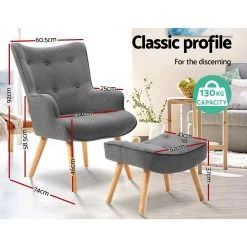 Artiss Armchair And Ottoman – Grey 12 Artiss Armchair And Ottoman – Grey -Furniture Shop UPHO B ARM05STO GY 03