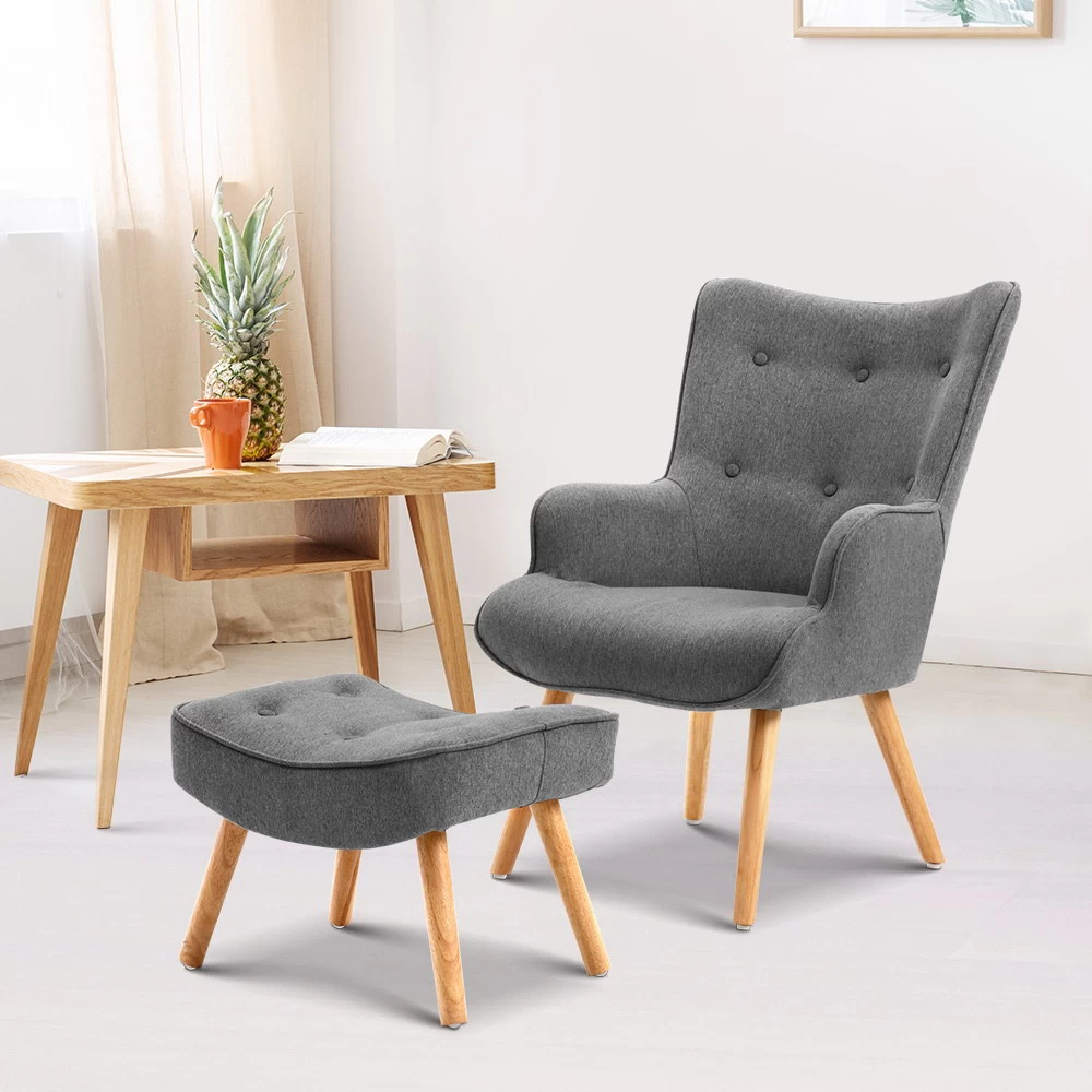 Artiss Armchair And Ottoman – Grey 9 Artiss Armchair And Ottoman – Grey - Image 7