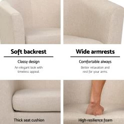 Artiss Armchair Lounge Chair Tub Accent Armchairs Fabric Sofa Chairs Wooden -Furniture Shop UPHO B TUB02 BG 05