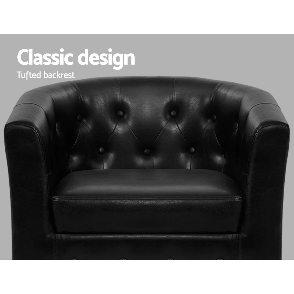Artiss Armchair Lounge Chair Ottoman Tub Accent Chairs PU Leather Sofa Armchairs Black 5 Artiss Armchair Lounge Chair Ottoman Tub Accent Chairs PU Leather Sofa Armchairs Black - Image 3