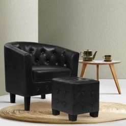 Artiss Armchair Lounge Chair Ottoman Tub Accent Chairs PU Leather Sofa Armchairs Black 15 Artiss Armchair Lounge Chair Ottoman Tub Accent Chairs PU Leather Sofa Armchairs Black -Furniture Shop UPHO B TUB02 FS PU BK 06