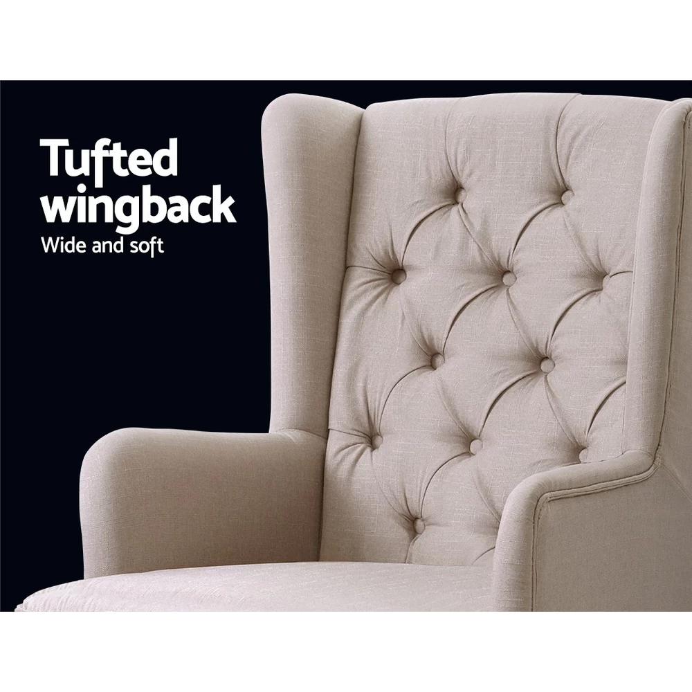 Artiss Rocking Armchair Feedining Chair Fabric Armchairs Lounge Recliner Beige 9 Artiss Rocking Armchair Feedining Chair Fabric Armchairs Lounge Recliner Beige - Image 7