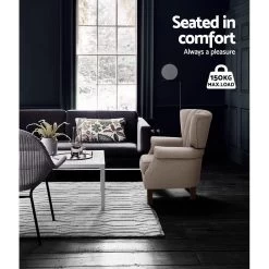 Artiss Armchair Lounge Chair Accent Chairs Armchairs Fabric Single Sofa Beige -Furniture Shop UPHO C EMPO TA 04