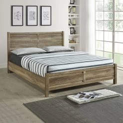 Double Size Bed Frame Natural Wood Like MDF In Oak Colour -Furniture Shop V43 BED CELDOK 01 6 3