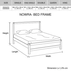 Bed Frame King Size In Solid Wood Veneered Acacia Bedroom Timber Slat In Chocolate -Furniture Shop V43 BED NOWKCH 06 5 5