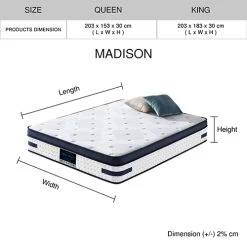 Madison Bedroom Mattress 30cm Queen Size 11 Madison Bedroom Mattress 30cm Queen Size -Furniture Shop V43 MAT MAD Q 08 1 6