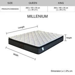 Mattress Millenium Bedroom Mattress With Foam Top Queen Size -Furniture Shop V43 MAT MILL Q 08 1 6