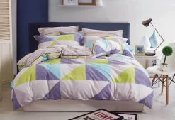 King Size Cotton Reversible Pattern Zig Zag Quilt Cover Set (3PCS) -Furniture Shop V62 DS AC0101K 03