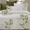 Queen Size Sylvan Green Leaf Pattern White Quilt Cover Set(3PCS)
