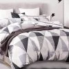 King Size Black White Repeated Triangle Quilt Cover Set(3PCS)