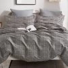 Queen Size Cotton Grey Rectangle Quilt Cover Set (3PCS) -Furniture Shop V62 DS LC0625Q 01