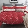 Queen Size Cotton Golden Curved Pattern Red Quilt Cover Set (3PCS) 2 Queen Size Cotton Golden Curved Pattern Red Quilt Cover Set (3PCS) -Furniture Shop V62 DS LC0636Q 01