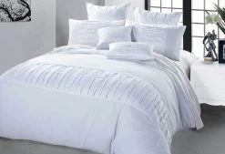 Super King Size White Pintuck Quilt Cover Set (3PCS)