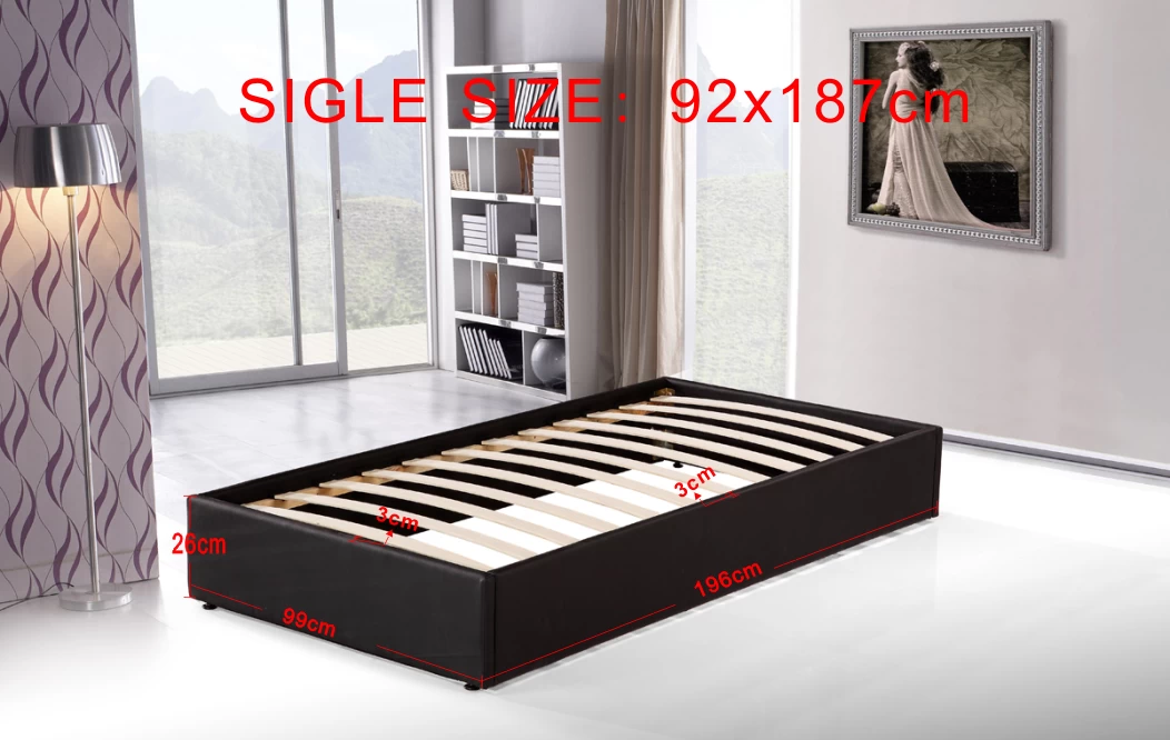 PU Leather Single Bed Ensemble Frame 6 PU Leather Single Bed Ensemble Frame - Image 4