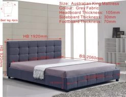 Linen Fabric King Deluxe Bed Frame Grey -Furniture Shop V63 802217 05 7