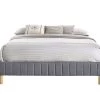 Aries Contemporary Platform Bed Base Fabric Frame With Timber Slat King In Light Grey