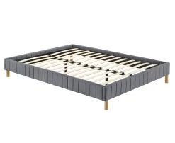 Aries Contemporary Platform Bed Base Fabric Frame With Timber Slat King In Light Grey -Furniture Shop V80 AR PB1840K LG 04 1