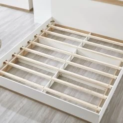 Aiden Industrial Contemporary White Oak Bed Frame Queen Size -Furniture Shop V80 CPA BF153 WOK Q 04 2 14