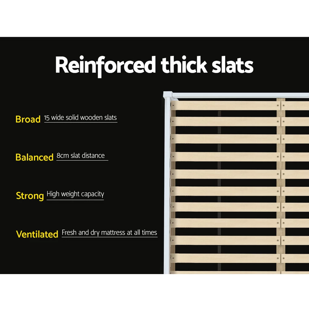 Artiss Double Full Size Wooden Bed Frame Mattress Base Timber Platform White 7 Artiss Double Full Size Wooden Bed Frame Mattress Base Timber Platform White - Image 5