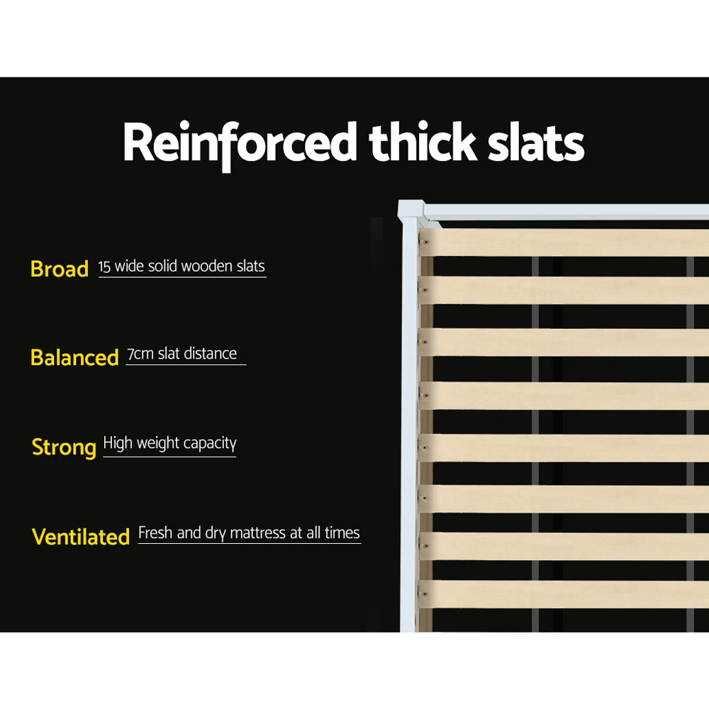 Artiss King Single Size Wooden Bed Frame Mattress Base Timber Platform White 7 Artiss King Single Size Wooden Bed Frame Mattress Base Timber Platform White - Image 5