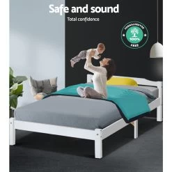 Artiss King Single Size Wooden Bed Frame Mattress Base Timber Platform White 15 Artiss King Single Size Wooden Bed Frame Mattress Base Timber Platform White -Furniture Shop WBED C 001KS 107 WH 06