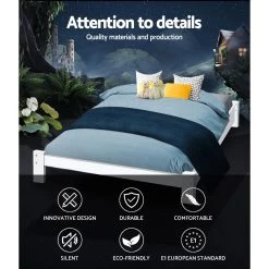 Artiss Queen Wooden Bed Base Frame Size JADE Timber Foundation Mattress Platform -Furniture Shop WBED C 040Q N 153 AB 02