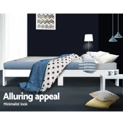 Artiss Queen Wooden Bed Base Frame Size JADE Timber Foundation Mattress Platform -Furniture Shop WBED C 040Q N 153 AB 05