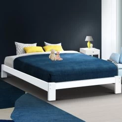 Artiss Queen Wooden Bed Base Frame Size JADE Timber Foundation Mattress Platform -Furniture Shop WBED C 040Q N 153 AB 06