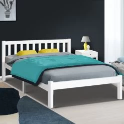 Artiss Wooden Bed Frame Queen Size Pine Wood Timber Mattress Base Bedroom 15 Artiss Wooden Bed Frame Queen Size Pine Wood Timber Mattress Base Bedroom -Furniture Shop WBED D 001Q WH AB 99