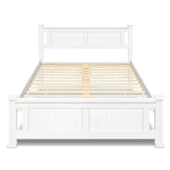 Double Size Wooden Bed Frame – White -Furniture Shop WBED D 004D 137 AB 02