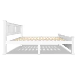 Double Size Wooden Bed Frame – White -Furniture Shop WBED D 004D 137 AB 03