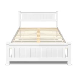 King Single Wooden Bed Frame – White -Furniture Shop WBED D 004KS 107 AB 02