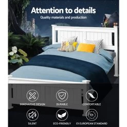 Artiss Queen Size Wooden Bed Frame Kids Adults Timber -Furniture Shop WBED D 004Q 153 AB 02